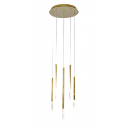 PENDENTE PETRA DOURADO E TRANSPARENTE (D)40CM (A)44CM 6X3W 3000K 900LM - OC001L