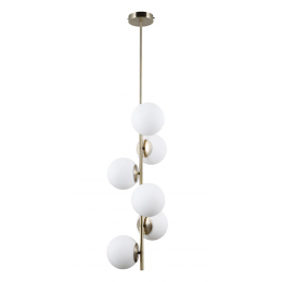 PENDENTE PETIT POA DOURADO E BRANCO (D)31CM (A)140CM 6XE27 BOLINHA 30W - SQ004