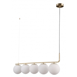 PENDENTE PETIT POA DOURADO E BRANCO (C)98CM (L)15CM (A)28CM 5XE27 BOLINHA 25W - SQ002