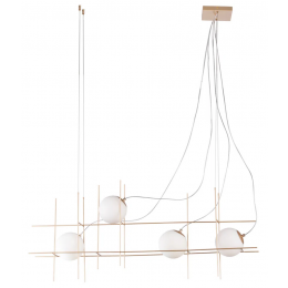 PENDENTE DIX DOURADO E BRANCO (C)12CM (L)15CM (A)52CM 4X25W G9
