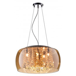 PENDENTE / PLAFON SOHO CROMADO E TRANSPARENTE E AMBAR (D)60CM (A)28CM 9XG9 225W - PD006AM