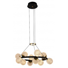 PENDENTE SPIRIT DOURADO / PRETO E TRANSPARENTE (D)60CM (A)15CM 12X3W 3000K 2160LM LED