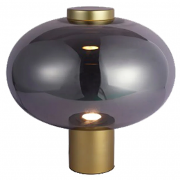 ABAJUR MIRAGE DOURADO E FUME (D)36CM (A)35CM 1X1W 3000K 300LM LED