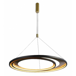 PENDENTE LOOP PRETO E DOURADO (D)82 + 62CM (A)2,2CM 1X76W 3000K 2280LM LED