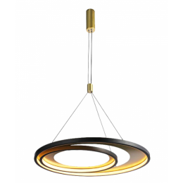 PENDENTE LOOP PRETO E DOURADO (D)62 + 42CM (A)2,2CM 1X48W 3000K 1500LM LED
