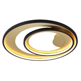 PLAFON DE SOBREPOR LOOP PRETO E DOURADO (D)62 + 42CM (A)5,2CM 1X48W 3000K 1500LM LED
