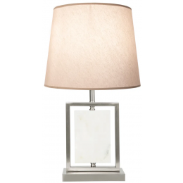 BASE PARA ABAJUR LITHOS BRANCO E NICKEL (C)22CM (L)12CM (A)39CM 1X40W E27