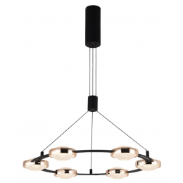 PENDENTE BEEP PRETO E DOURADO (D)66CM (A)6CM 6X8W 3000K 2300LM LED