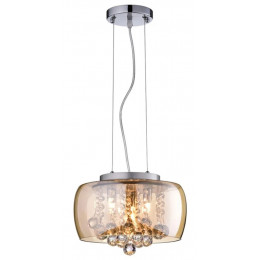 PENDENTE / PLAFON SOHO CROMADO E TRANSPARENTE E AMBAR (D)28CM (A)13CM 3XG9 75W - PD005AM