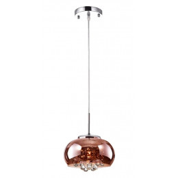 PENDENTE / PLAFON SOHO CROMADO E TRANSPARENTE E COBRE (D)22CM (A)12CM 1XG9 25W - PD007CO