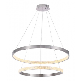 PENDENTE OCA NICKEL E TRANSPARENTE (D)80 +60CM (A)4CM 42W +32W 3000K 3700LM - GD003NK