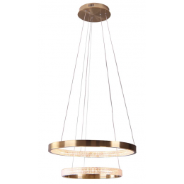 PENDENTE OCA DOURADO E TRANSPARENTE (D)80+60CM (A)4CM 42W + 32W 3000K 4356LM - GD003