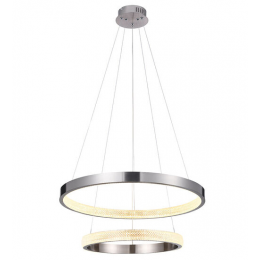 PENDENTE OCA NICKEL E TRANSPARENTE (D)60 + 40CM (A)4CM 32W +22W 3000K 2970LM - GD002NK