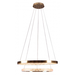 PENDENTE OCA DOURADO E TRANSPARENTE (D)60+40CM (A)4CM 32W + 22W 3000K 3168LM - GD002