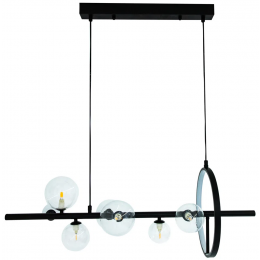 PENDENTE VERSUS PRETO E TRANSPARENTE (C)9CM (L)28CM (A)3CM 7X7W + 15W 3000K 420LM G9+LED