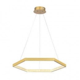 PENDENTE HEX DOURADO E TRANSPARENTE (D)60CM (A)3.5CM 1X30W 3000K 1780LM - GD004