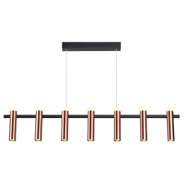 PENDENTE TUBI COBRE E PRETO (C)105CM (L)4CM (A)20CM 7X7W 3000K 3640LM - CD002M