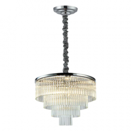 PENDENTE VIVI CROMADO E TRANSPARENTE (D)60CM (A)42CM  9XE14 360W