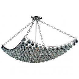 LUSTRE EZE 60CM X 104CM X 50CM 8XE14 127V / 220V CROMADO E TRANSPARENTE - AQ004L