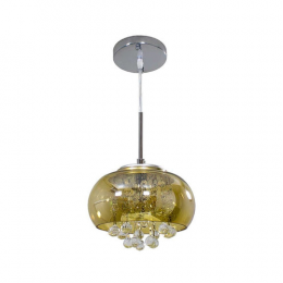 PENDENTE / PLAFON SOHO CROMADO E TRANSPARENTE E AMBAR (D)22CM (A)12CM 1XG9 25W - PD007AM
