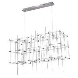 PENDENTE SKY CROMADO E TRANSPARENTE (C)91CM (L)41CM (A)40CM 54X0,2W 3000K 8 - JJ008