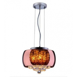 PENDENTE / PLAFON SOHO CROMADO E TRANSPARENTE E COBRE (D)28CM (A)13CM 3XG9 75W - PD005CO