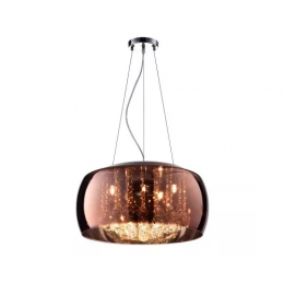 PENDENTE / PLAFON SOHO CROMADO E TRANSPARENTE E COBRE (D)60CM (A)28CM 9XG9 225W - PD006CO