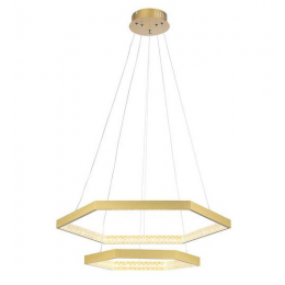 PENDENTE HEX DOURADO E TRANSPARENTE (D)60 + 40CM (A)3.5CM 30W + 20W 3000K 2550LM - GD005