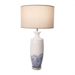 BASE PARA ABAJUR ARTISANO CROMADO E AZUL (D)24CM (A)44CM  1XE27 40W