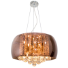 PENDENTE / PLAFON SOHO CROMADO TRANSPARENTE E COBRE (D)50CM (A)28CM 6XG9 150W - PD001CO
