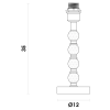 BASE PARA ABAJUR LIT CROMO NEGRO E TRANSPARENTE (D)12CM (A)32,5CM 1X40W E27