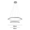 PENDENTE HEX DOURADO E TRANSPARENTE (D)60 + 40CM (A)3.5CM 30W + 20W 3000K 2550LM - GD005