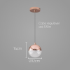 Pendente Media Luna Cobre e Transparente LED 6W - HM003E