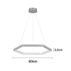 PENDENTE HEX DOURADO E TRANSPARENTE (D)60CM (A)3.5CM 1X30W 3000K 1780LM - GD004