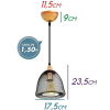 PENDENTE COPPER PRETO E DOURADO (D)17.5CM (A)23.5CM 1XE27 40W - XN002G