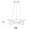 PENDENTE NODO PRETO (D)50CM (A)15CM 1X36W 3000K 1188LM LED