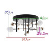 PLAFON DE SOBREPOR FUXICO DOURADO E PRETO E BRANCO (D)58CM (A)30CM 15X3W 3000K 2250LM - JU005