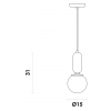 PENDENTE CUICA BRONZE E BRANCO (D)15CM (A)31.5CM 1XE27 BOLINHA 40W - HL008S