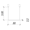 PENDENTE TEC PRETO (C)60CM (L)2.2CM 1X12W 3000K 760LM - GD012SB