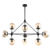 PENDENTE ORBE PRETO E CHAMPANHE (D)100CM (A)78CM 10XE27 BOLINHA 400W - OP056